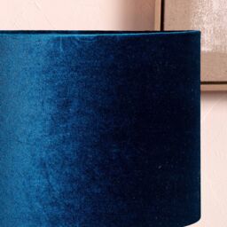 Ruma Royal Blue Velvet Cylinder Lampshade for Table Lamps - Size: 14 inches - thumbnail 2