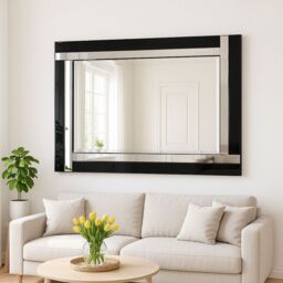 Agenzia 14 Extra Large Black Venetian Glass Frame Wall Mirror 120 x 80cm - Size: 120 x 80 cm - thumbnail 1