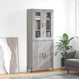 Berkfield Home Highboard Grey Sonoma 69.5x34x180 cm Engineered Wood - thumbnail 1