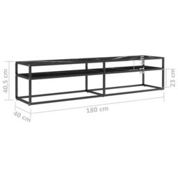 Berkfield Home TV Cabinet Black Marble 180x40x40.5 cm Tempered Glass - thumbnail 7