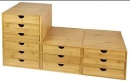 Hygrad Built to Survive Drawer Bamboo Home Office Desktop Tidy A4 Sturdy Stationary Storage Organiser 3 Tier Wood Table Drawers in Natural - thumbnail 6