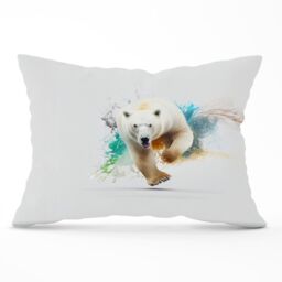 Warren Reed - Designer Charging Polar Bear Cushions in White - Size: 60 cm x 60 cm - thumbnail 1