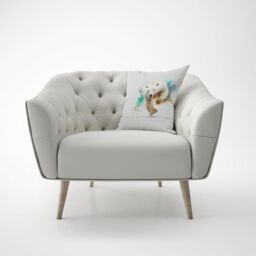 Warren Reed - Designer Charging Polar Bear Cushions in White - Size: 60 cm x 60 cm - thumbnail 4