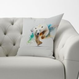 Warren Reed - Designer Charging Polar Bear Cushions in White - Size: 60 cm x 60 cm - thumbnail 3