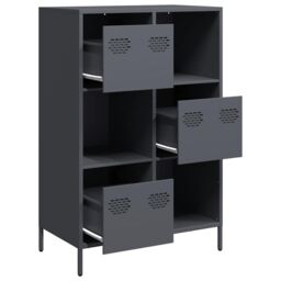Berkfield Home Highboard Anthracite 68x39x103.5 cm Steel - thumbnail 4