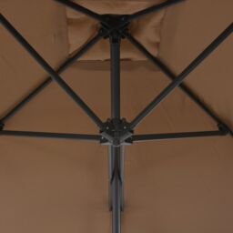 Berkfield Home Outdoor Parasol with Steel Pole 300 cm Taupe in Beige - thumbnail 5