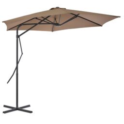 Berkfield Home Outdoor Parasol with Steel Pole 300 cm Taupe in Beige - thumbnail 2