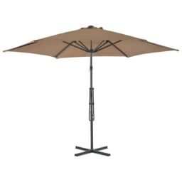 Berkfield Home Outdoor Parasol with Steel Pole 300 cm Taupe in Beige - thumbnail 3