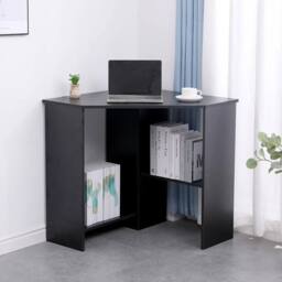 FORGEVIO Black Computer Desk PC Laptop Table Corner Home Office Study Gaming - thumbnail 1
