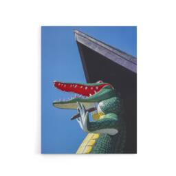 "Artery8 Gatorland Zoo Alligator With Cigar Margolies Canvas Wall Art Print in Blue - Size: W18"" x H24""" - thumbnail 1