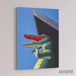 "Artery8 Gatorland Zoo Alligator With Cigar Margolies Canvas Wall Art Print in Blue - Size: W18"" x H24""" - thumbnail 2