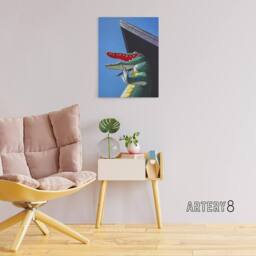 "Artery8 Gatorland Zoo Alligator With Cigar Margolies Canvas Wall Art Print in Blue - Size: W18"" x H24""" - thumbnail 3