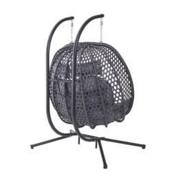 More4Homes Sicily Double Hanging Rattan Egg Chair in Grey - thumbnail 5