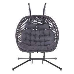 More4Homes Sicily Double Hanging Rattan Egg Chair in Grey - thumbnail 4