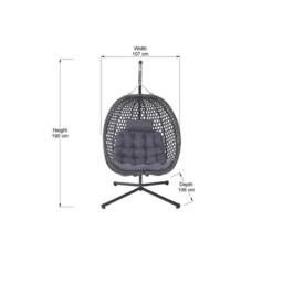 More4Homes Sicily Double Hanging Rattan Egg Chair in Grey - thumbnail 7