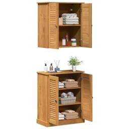 Berkfield Home Bathroom Furniture Set with Shelf with Storage with Door 2 pcs Br… in Brown - thumbnail 3