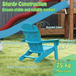 Gymax Adirondack Chair All-Weather HDPE Toddler Lawn Chair For 3-8 Years in Turquoise - thumbnail 6