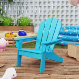 Gymax Adirondack Chair All-Weather HDPE Toddler Lawn Chair For 3-8 Years in Turquoise - thumbnail 4
