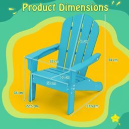 Gymax Adirondack Chair All-Weather HDPE Toddler Lawn Chair For 3-8 Years in Turquoise - thumbnail 2