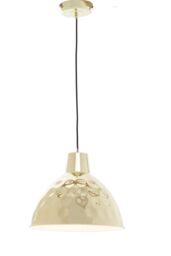 Orsina Hammered Gold Pendant Light With White Interior, Inverted Dome Shade Lamp, Modern Statement Hanging Lamp - thumbnail 2