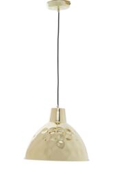 Orsina Hammered Gold Pendant Light With White Interior, Inverted Dome Shade Lamp, Modern Statement Hanging Lamp
