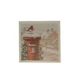 Samuel Alexander LED Battery Operated Fibre Optic Wall Art Canvas with a Robin & Postbox Christmas Decoration in White - thumbnail 4