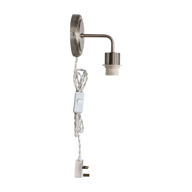 First Choice Lighting Toby - Satin Nickel Plug in Wall Light Fitting Glass Not Included in Silver - image 1