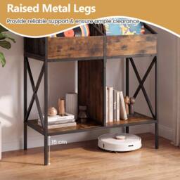 Gymax 4-Grid Record Storage Rack 2-Tier Vinyl Display Shelf For 250 Albums in Brown - thumbnail 5