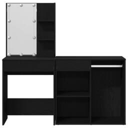 Berkfield Home Modern Dressing Table with LED & Cabinet Black Oak Engineered Wood - thumbnail 9