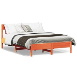 Berkfield Home Bed Frame without Mattress Wax Brown 140x200 cm Solid Wood Pine in Burnt Orange - thumbnail 2