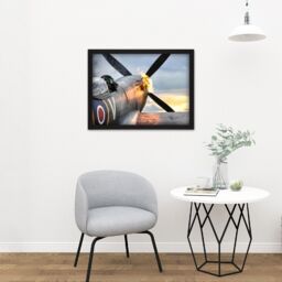 "Artery8 Wall Art Print Taylor Military UK Spitfire TE311 Fighter Plane Photo Large Framed Wall Décor Art in White - Size: W18"" x H24""" - thumbnail 2