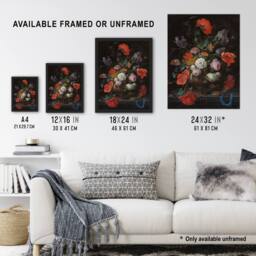 "Artery8 Still Life with Flowers & a Watch Mignon Wall Art Poster Print - Size: W12"" x H16""" - thumbnail 3