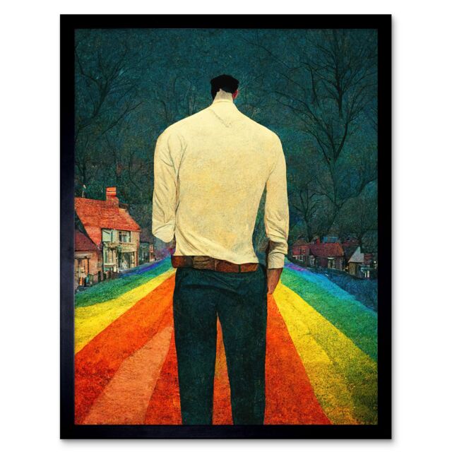 "Artery8 Wall Art Print Road To Acceptance LGBTQ Conceptual Modern Art Framed in Black - Size: W12"" x H16""" - image 1
