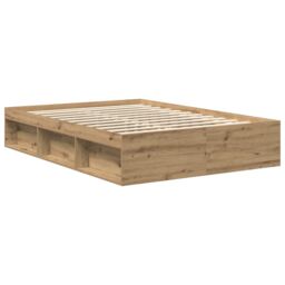 Berkfield Home Bed Frame without Mattress Artisan Oak 120x200cm Engineered Wood in Brown - Size: Small Double - thumbnail 4