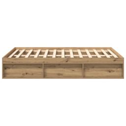 Berkfield Home Bed Frame without Mattress Artisan Oak 120x200cm Engineered Wood in Brown - Size: Small Double - thumbnail 6