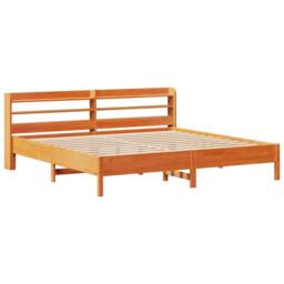 Berkfield Home Decorative Bed Frame without Mattress Wax Brown 200x200 cm Solid - thumbnail 1