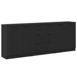 Berkfield Home 3 Piece Sideboards Black Oak Engineered Wood - thumbnail 2