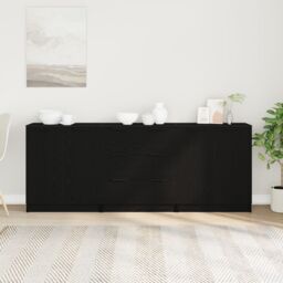 Berkfield Home 3 Piece Sideboards Black Oak Engineered Wood - thumbnail 4