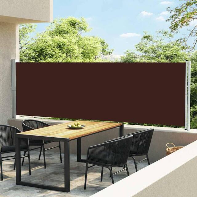 Berkfield Home Patio Retractable Side Awning 140x600 cm Brown - image 1