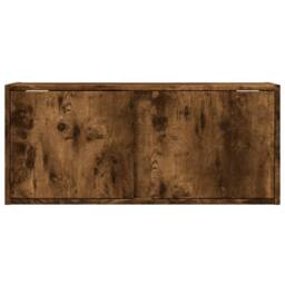 Berkfield Home TV Wall Cabinet with LED Lights Smoked Oak 80x31x35 cm in Brown - Size: 80 x 31 x 35 cm - thumbnail 6