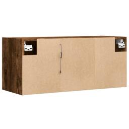 Berkfield Home TV Wall Cabinet with LED Lights Smoked Oak 80x31x35 cm in Brown - Size: 80 x 31 x 35 cm - thumbnail 8