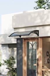 Living and Home Outdoor Door Canopy Window Awning with Drainage Channel in Dark Grey - Size: Large - thumbnail 1