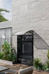 Living and Home Outdoor Door Canopy Window Awning with Drainage Channel in Dark Grey - Size: Large - thumbnail 2