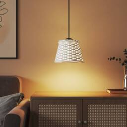 Berkfield Home Ceiling Lamp Shade White √ò15x12 cm Wicker - Size: 15x12 cm - thumbnail 3