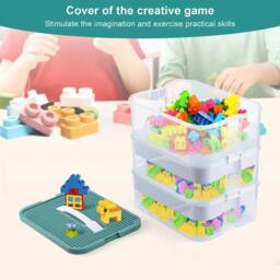 FLAVORA Green Storage Boxes for Lego 3-Tier Stackable - Size: Large - thumbnail 5