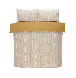 Rapport Home Arches Geometric Polycotton Duvet Cover Set With Pillowcase in Yellow - Size: Double - thumbnail 4
