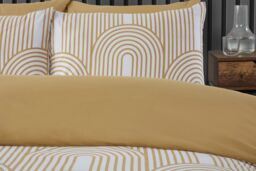 Rapport Home Arches Geometric Polycotton Duvet Cover Set With Pillowcase in Yellow - Size: Double - thumbnail 2