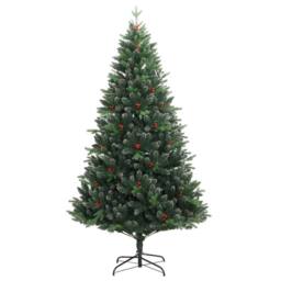 Berkfield Home Beautiful Artificial Hinged Christmas Tree with Red Berries 240 cm in Green - thumbnail 3