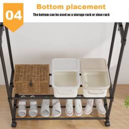 Hinsinc Heavy Duty Double Clothes Rail Garment Display Stand Shoes Storage in Black - thumbnail 5