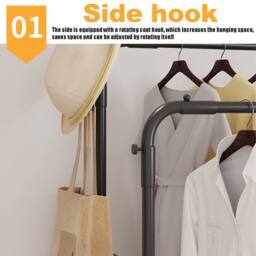 Hinsinc Heavy Duty Double Clothes Rail Garment Display Stand Shoes Storage in Black - thumbnail 4
